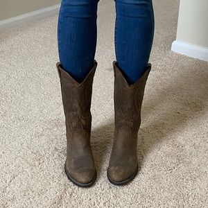 Western Cowgirl Leather Boots, Size 7.5